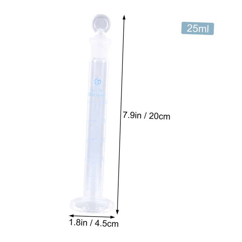 Hohopeti 1Pc Glass Measuring Cylinder with Stopper Thick Graduated Laboratory