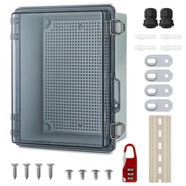 JAOGAUS Junction Box Waterproof IP67, Lockable Surface-Mounted Distribution Box, Waterproof Cable Box, Transparent Outdoor Control Cabinet with Wall Mounting Accessories and Lock (230 x 165 x 120 mm)
