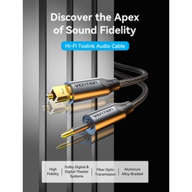 VENTION Toslink to Mini Toslink Optical Digital Audio Cable S/PDIF Fiber Optic Cable for Home Theater Sound Bar, TVs, Stereo Systems/amps, Amplifiers, and Hi-Fi Systems