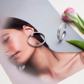 Tuscany Silver Women's Sterling Silver Stardust Creole Hoop Earrings - 40mm