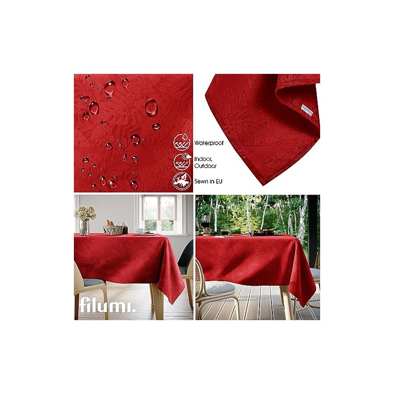 Filumi Eris Tablecloth 120 x 120 cm Red Washable for
