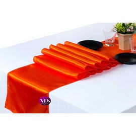 VDS set Of 10 satin Orange 12 x 108 inch Table Runner dresser For Wedding Banquet Décor Charmeuse Silk table runner ,Bridal Shower, Christmas, Birthday, Graduation, Prom, Party Table Décor
