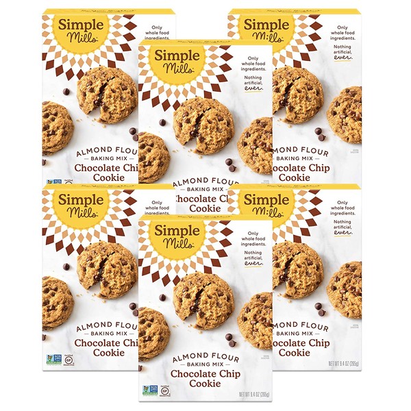 Simple Mills Almond Flour Baking Mix, Gluten Free Chocolate Chip Cookie Dough Mix, Made with whole foods, 6 Count (Packaging May Vary)