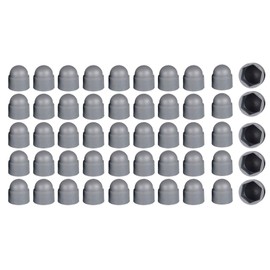 M12 Plastic Nut and Bolt Protection Dome Cover, Hex Nut Protective Caps Cover, No Thread, Grey, 50 PCS