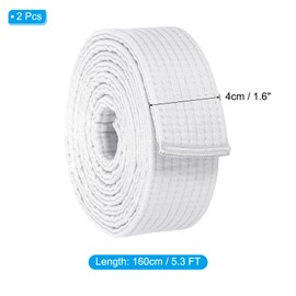 PATIKIL Taekwondo Color Ranking Belt, Set of 2, 1.6"x5.3FT Polyester Martial Arts Judo Karate Belt for Coach Teaching Practice, White