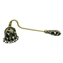 EPedic Candle Snuffer Scented Candle Safely Retro Candle Stopper Candle Extinguisher Metal Wick Snuffer Accessory with Long Handle for Putting Out Candle Flame (Green Leaf-130)