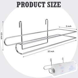 CroBlissful Paper Towel Holder for Wire Shelving 5'' D x 12'' W x 4.5'' H Hanging Paper Towel Holder Wire Shelf Accessories for Camp Dorm Laundry Room Stove Kitchen(Silver)