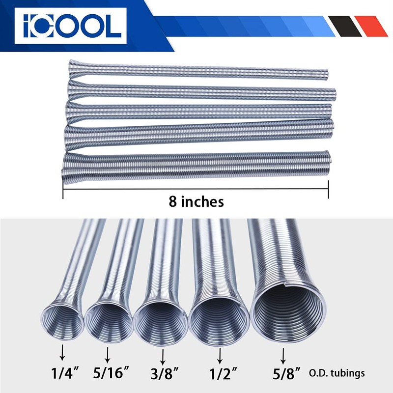ICOOL 5pcs Spring Tubing Benders Set 1/4, 5/16, 3/8, 1/2,