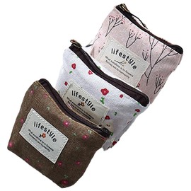 Pack of 3 Women's Small Purse, Mini Purse, Women's Coin Purse with Zip, Portable Mini Purse for Women, Cosmetic Bag, Mini Bag for Coins, Cards, Keys, none