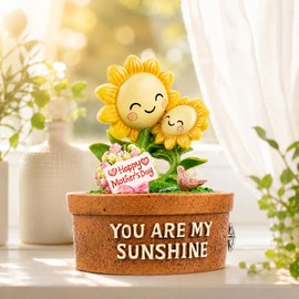 You are My Sunshine Musical Figurine for Mom, Handmade Hand-Painted Resin Music Box, Sunflower Mother’s Day Collectible Statue, Cute Desk Shelf Decor, Plays You are My Sunshine
