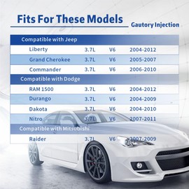 Inyector de combustible compatible con Jeep Grand Cherokee 2005 2006 2007, 2006-2010 Commander, Dodge Ram 1500 2004-2012, Durango 2004-2009, Dakota 3.7L V6 Reemplazar 0280158 88, 8 12-12145, FJ474 (1