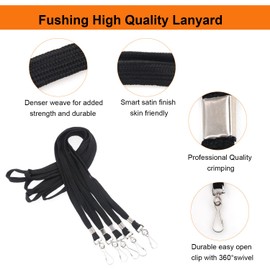 Fushing Badge Lanyards, 50Pcs Black Neck Strap Lanyards with Swivel J Hook for Badge Holders, ID Card Holders, Name Tags Holders