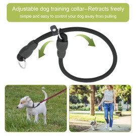 Dog Collar Slip Collar for Dogs Training Choke Collar for Dog Training Collar Round Nylon Rope Collar P-Collar No Pull Dog Chain for Small Medium Large Dogs, Training Lead for Dog (S, Black)