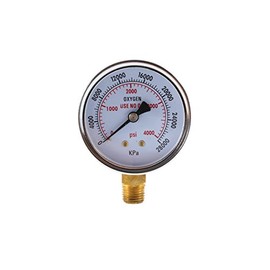 High Pressure Gauge for Oxygen Regulator 0-4000 psi - 2.5 inches