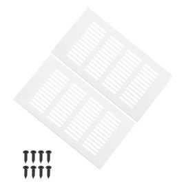 PATIKIL 8 x 4 Inch Door Air Vent Cover, 2 Pcs Heavy Duty Aluminum Grille Ventilation Cover Louvered with Mounting Screws for Cabinet Wardrobe Door, Silver