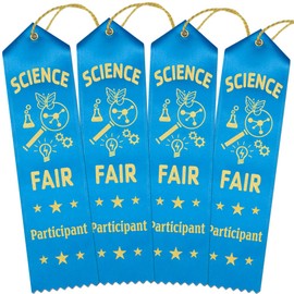 RibbonsNow Science Fair Participant Ribbons - 100 Island Blue Ribbons with Card & String