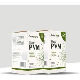 Pack 2 Suplementos Alimenticios Smart Herb Anahuac Sleep PVM en Frasco con 30 Cpsulas cada uno con Magnesio para Mejorar el Sueo                      