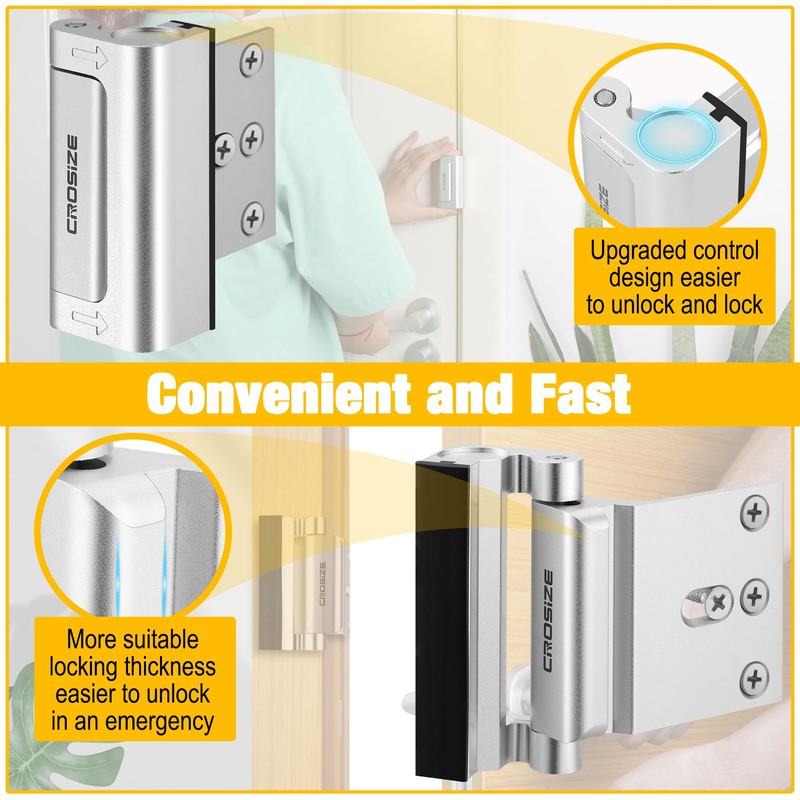 Crosize Home Security Door Locks 2 Pack, Metal Reinforcement Lock