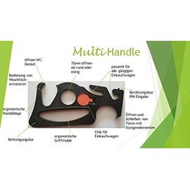HRB Set of 2 Hygiene Handles, Hygiene Hooks with 15 Functions, Multi Handle for Shopping Trolley and Many Other Applications