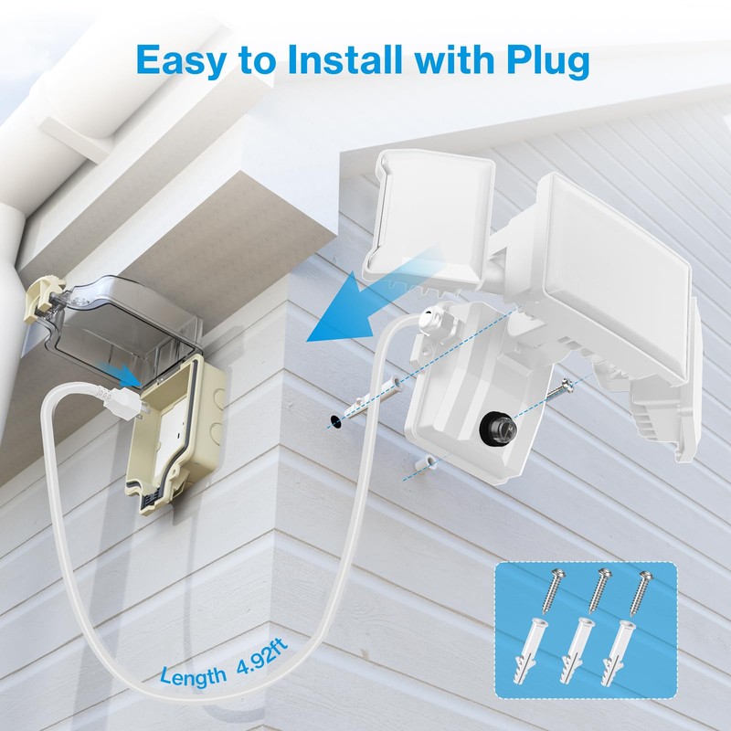 Olafus 80W Plug in Flood Lights Dusk to Dawn Outdoor