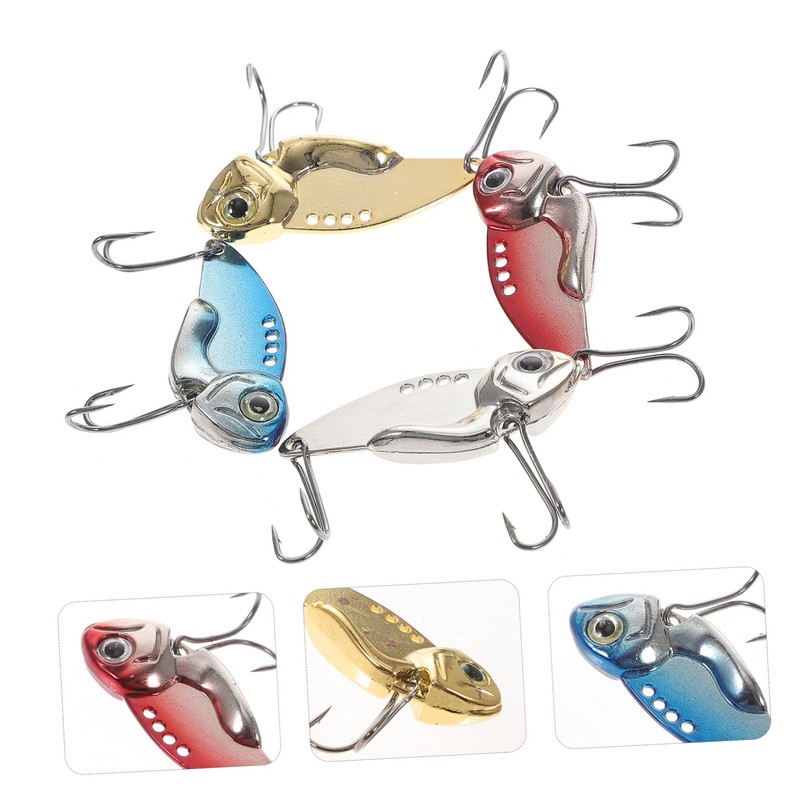 KOMBIUDA 4pcs Realistic Bass Lure Kit Freshwater Saltwater Metal Blade