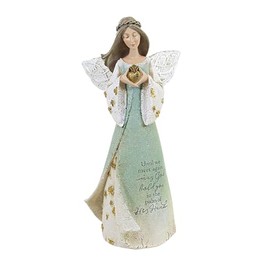 Roman Irish Angel, 8.25-inch Height, Resin, Stone Mix, Home, Tabletop Décor