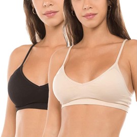 Anemone Seamless Padded V-Neck Cami Bra 04 - 2PACK: BLACK/BEIGE