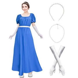 MRYUWB Women Regency Dress Satin Sash Waist, Renaissance Dress Victorian Dress Regency Ball Costumes Tea Dress Accessories (Blue, X-Large)