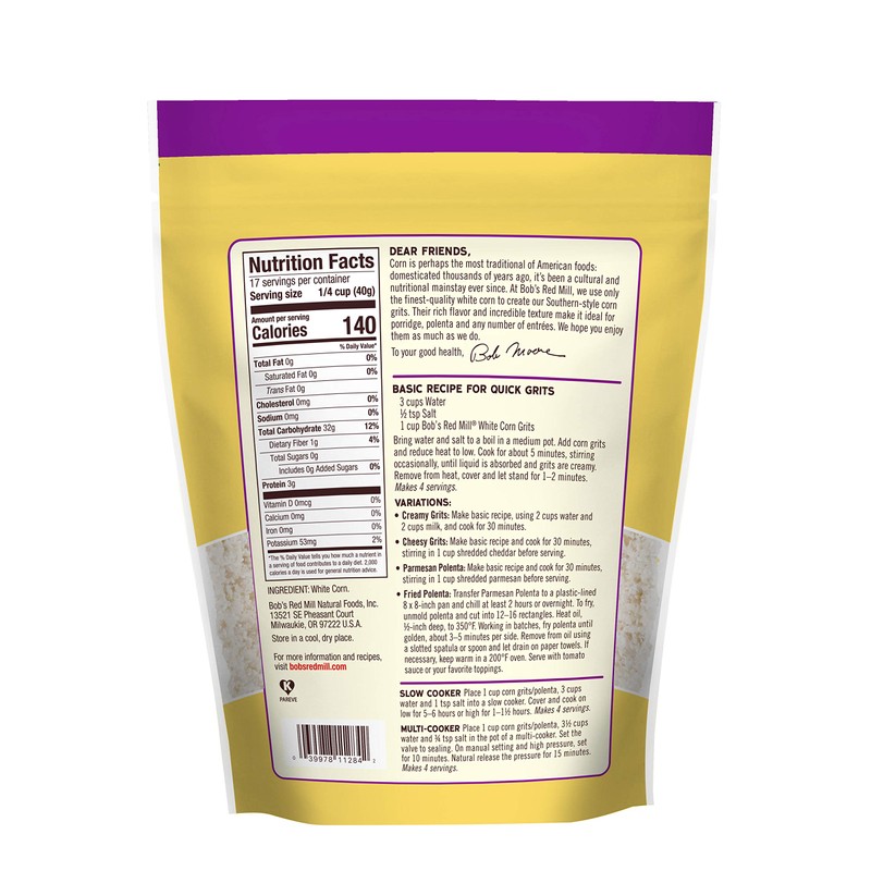 Bob's Red Mill White Corn Grits, 24oz (Pack of 4)