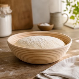 Bread Proofing Basket for Sourdough – Rattan Fermentation Bowl with Cloth Liner for Home Bread Baking