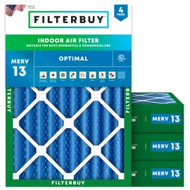 Filterbuy 13x20x4 Air Filter MERV 13 (MPR 1900) Health Defense Replacement (4-Pack), Electrostatic Pleated HVAC AC Furnace Filters, Made in USA (Actual Size: 13.00 x 20.00 x 3.63)