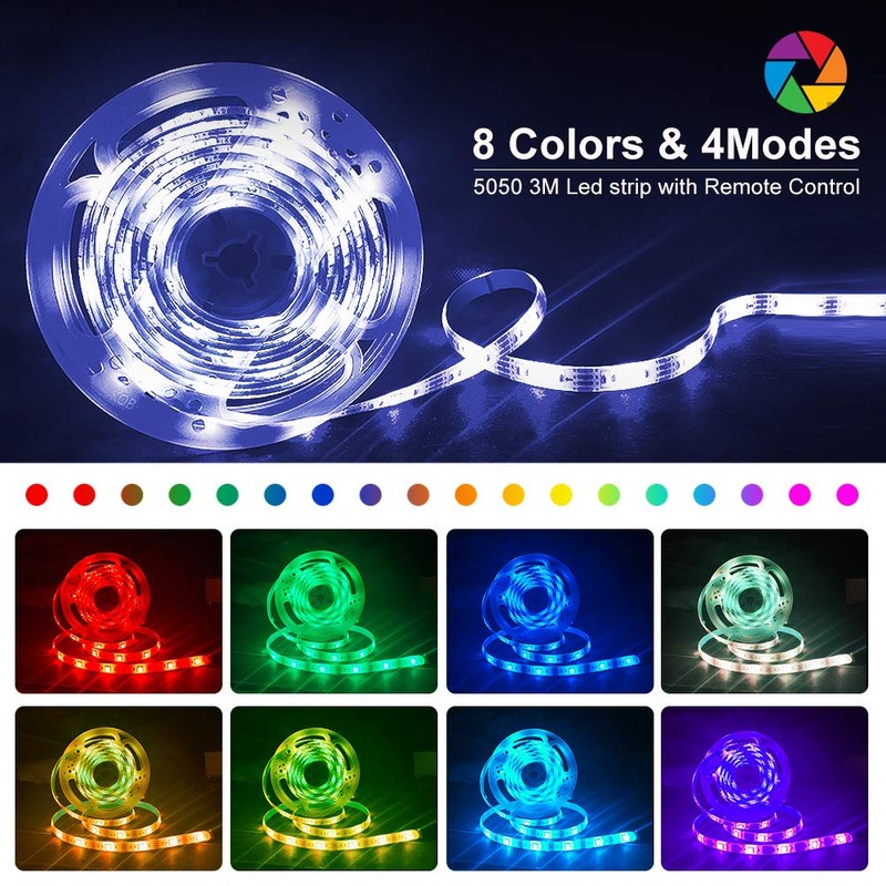 Hually LED Strip 3 Metres, USB, Waterproof, RGB with Remote
