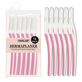 THURLADY Face Razors for Women Dermaplaning, Dermaplane Razor for Women Face, Eyebrow & Facial Razors, Peach Fuzz Remover, Gentle Exfoliating Microblades, for Sensitive Skin (Pack of 12, Pearl Blush)