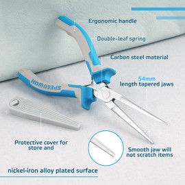 SPEEDWOX 6 Inches Needle Nose Pliers for Jewelry Making Mini Extra Long Nose Thin Needle Nose Pliers Smooth Jaws Plyers with Protective Cover Precision Wire Looping Small Jewelry Making Tools