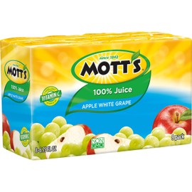 Mott's 100% Apple White Grape Juice, 6.75 Fluid Ounce Box, 8 Count (Pack of 4)