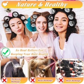 6 Size Hair Rollers for Women, 62 Pcs Rollers Hair Curlers | Large Medium Small Self Grip Hair Rollers for Long Medium Short Hair with 36 Rollers 24 S