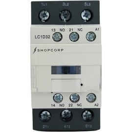 Shopcorp 3 Pole Contactor 30 Amp Normally Open IEC 660V Contactor Switch, Auxiliary 1NO/1NC - 220 / 240VAC Coil Inductive 32A and Resistive 50A, AC Contactor - with Mounting Base for DIN Rail