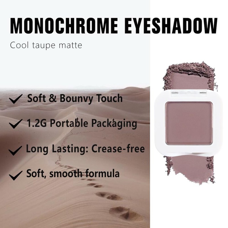 Kaely Eyeshadow, compact, single, matte, monochromatic, mauve-gray, for mature women,
