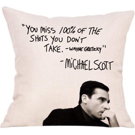 FBCOO Farmhouse Quote Decorative Throw Pillow Cover, Funny Michael Scott Cushion Case Decor Sign, Seasonal Home Square Pillowcase Sofa Couch Decoration 16x16 for The Office