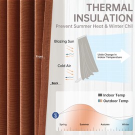 Topfinel Terracotta Linen Blackout Curtains 108 Inches Long for Living Room Large Window,Autumn Pinch Pleated Sunlight Blocking Boho Track Curtains for Living Room 2 Panels,9 FT with Hooks Rings