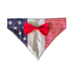 Stars and Stripes Tuxedo Over the Collar Dog Bandana That Slips Onto Your Dogs Existing Collar Size (X-Small)