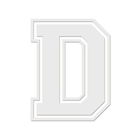 Applicable Pun Varsity Letter D - Vinyl Decal for Outdoor Use on Cars, ATV, Boats, Windows and More - White 8 Inches Tall