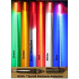 DW 2Pcs 5 Feet Quick Release ATV UTV LED Light Whip with Flag - Red / White / Blue