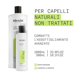 Nioxin - Sistema 2 - Champú Fortalecedor para Cabello y Cuero Cabelludo - Cabello Natural con Debilitamiento Avanzado - Con Biotina y Niacinamida (1L)