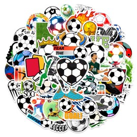 Vesaneae 50 PCS Soccer Stickers, Vinyl Waterproof Stickers, Sports Style Graffiti Decals for Scrapbooking Water Bottles Laptop Phone Luggage Cars