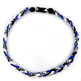 MapofBeauty 18 Inch Sport Style Three Colors Fashion Three Braided Rope Tornado Necklace (Royal Blue/Black/White)