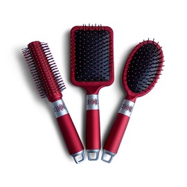 BeaverStrong 3Pcs Luxury Hair Brush Set, Premium Style Round Oval and Paddle Hair Brushes for All Hair Types (Forest Green)