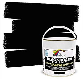 Chalkboard Blackboard Paint - Brush on Wood, Metal, Glass, Wall, Plaster Boards Sign, Frame or Any Surface. Use with Chalk Pen Wet Erase, Non-Toxic - Matte Finish [Black] - (33.8oz Cover 129 sf)