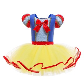 Dressy Daisy Princess Ballet Leotards Tutu Dress for Toddler Girls Ballerina Outfits Dance Costume Dancewear with Tulle Skirt Size 3T 4T Yellow 076