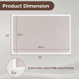 Fun Memories Cork Board Bulletin Board for Office, 24" x 36" Pine Wooden Framed Corkboard, Wall Mounted Notice Pin Board for School Home & Office, White